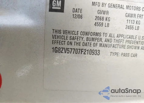 2007 Saturn Aura Xr из США, поврежденный, VIN 1G8ZV57707F210933